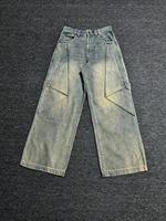 Jean en denim délavé et déchiré pour homme, coupe droite, taille haute, ample, style streetwear, décontracté, été, automne, printemps