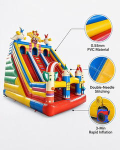 Castillo Inflable 3 en 1 con Tobogán, PVC de 0.55mm, Castillo Inflable Comercial para <span class=keywords><strong>Alquiler</strong></span>, Certificado CE EN14960 - Product Image 2