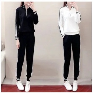 Women's Autumn Winter Casual Two Piece Set Sweatshirt Pants Set White Black Full Sleeve Knitted Polyester Fashion Loose Fit - Product Image 3