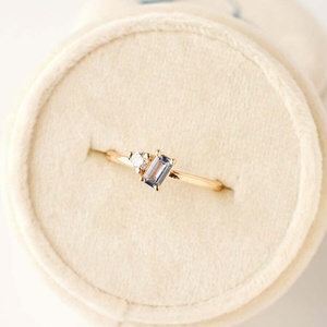 <span class=keywords><strong>Bague</strong></span> Lyburchi en argent sterling 925 plaqué <span class=keywords><strong>or</strong></span> 14K/18K avec zircon rond brillant, couleur personnalisée, <span class=keywords><strong>saphir</strong></span> CZ pour femmes - Product Image 2