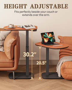 Saiji  Nouveau 180 °   Table de canapé pivotante pour téléviseur, réglable en <span class=keywords><strong>hauteur</strong></span> de 20,5 à 30,2 pouces, multifonctionnelle, en cuir souple, pour bureau, canapé, table d'appoint - Product Image 2
