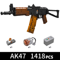 14020 Fusil Automático AK74 para Ensamblar, Modelo de Arma de Fuego de Juguete, Set de Bloques de Construcción Educativos para Niños