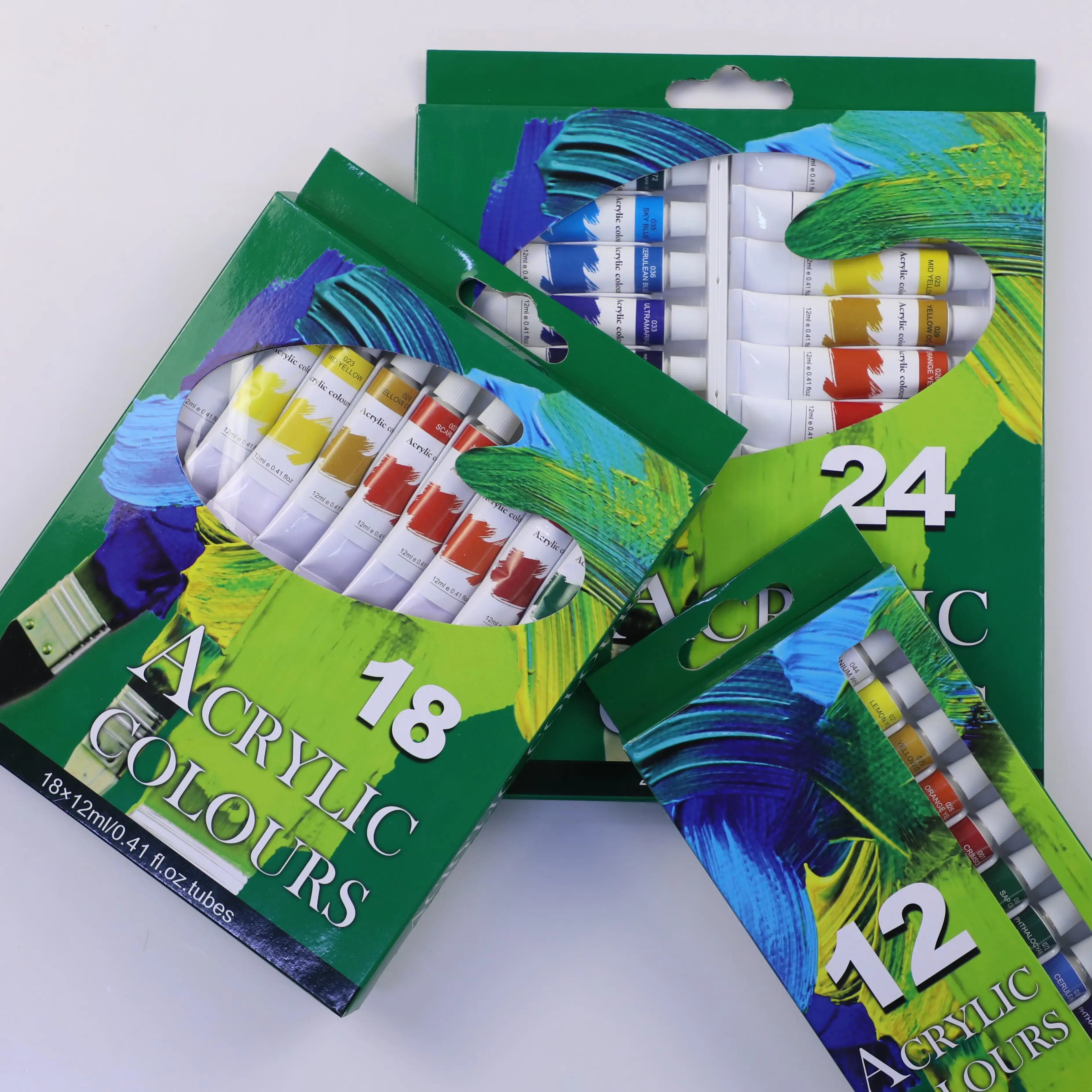 12ml x 24 tubos de cor acrílica, conjunto de pintura acrílica não-tóxica para estudantes e artistas