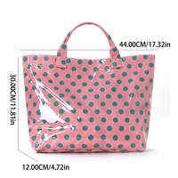 Tas Tote Wanita Baru Motif Kotak-kotak Hitam Putih, Tas Ransel PVC Lipat dengan Ritsleting, Tas Tangan Besar untuk Belanja Wanita