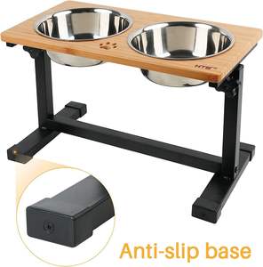 Support universel réglable en bambou pour chat Vente en gros Bols surélevés en bois pour le stockage des aliments pour chiens Table à manger pour animaux de compagnie - Product Image 3