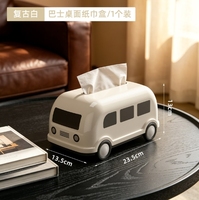 Ensemble de boîtes à mouchoirs de bureau en forme de bus - Figurine miniature créative pour la maison, le salon, la table et la boîte à papier toilette