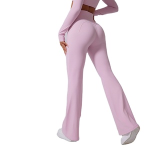Pantalon moulant de sport micro-évasé à taille haute pour femmes européennes et américaines pour l'automne et l'hiver Nouveaux leggings évasés transfrontaliers - Product Image 1
