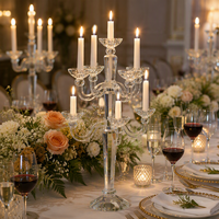 Magnifique candélabre en cristal de verre à 9 bras pour mariage, décoration d'intérieur, centre de table de mariage