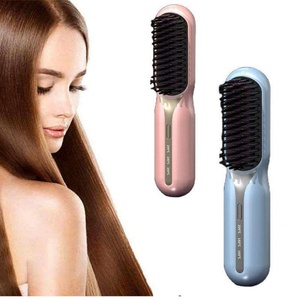Negative Ion Wireless Hair Straight 2 in 1 Comb Cordless Hair Straightener Brush Portable Harmless Rechargeable Hot Comb - Product Image 1