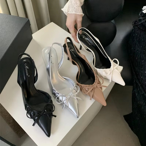 2026 Women's Pointy Single-shoe Pumps High Heel Stiletto <b>Sandals</b> with French Skirt Temperament for Summer - Product Image 1