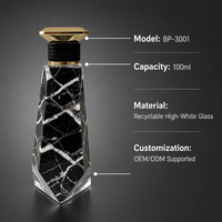 Flacon de parfum en verre mat personnalisé de 100 ml, flacon de parfum de luxe en marbre noir, emballage cosmétique haut de gamme en gros, couleur personnalisée