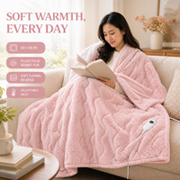 Plaid chauffant double couche en fausse fourrure de lapin et flanelle, 50x60 pouces, surdimensionné, lavable, certifié FCC, vente en gros directe usine