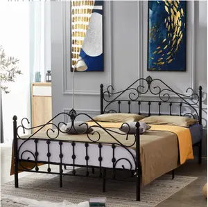 Cama de Metal de estilo moderno Simple de princesa nórdica, marco de hierro grueso individual de Hotel creativo para casa de familia y cama doble