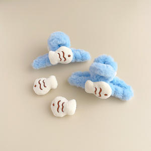 Nouveau créatif en peluche poisson sur le thème <span class=keywords><strong>cheveux</strong></span> accessoires élastiques pour queue de cheval pinces à griffes Snap Barrettes pour enfants filles maquillage décor - Product Image 5