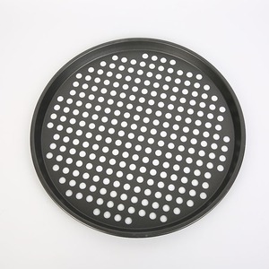 Round Perforated Pizza Pan Carbon Steel Non Stick Coated Baking Tray For Oven Use Household Kitchen Cooking Tool - Product Image 1