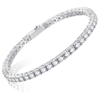 Bracelet tennis haute brillance plaqué, élégant, avec diamants de laboratoire, bijoux de mode pour femme, bracelet jonc étincelant plaqué élégant
