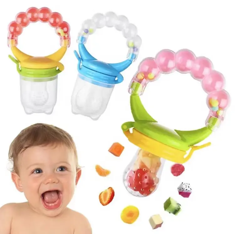 BPA-Free Baby Teether Soother Toy Soft Safe Silicone Pouches custom Baby Fresh Fruit Food Feeder Pacifier For Infant