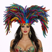Coiffe en Plumes de Haute Qualité pour Défilé de Carnaval, Costume de Samba, Fait Main, Cousu, Plumes Naturelles, Aspect Premium