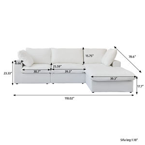 ATUNUS Canapé Modulable Sectionnel de Salon, Meuble Français, Canapé Scandinave Nuage Moderne Blanc, Ensembles de Canapés Modulaires - Product Image 6