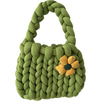 Sac en laine tricoté à la main pour femmes bricolage matériau épais en laine islandaise fermeture ouverte sac au Crochet