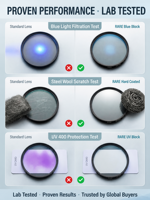 Lentilles optiques progressives anti-lumière bleue avancées 1.59 PC X4 LRB à faible réflexion bleue super hydrophobes SHMC