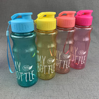 Bouteille d'eau en plastique transparente pour animaux de compagnie, antidérapante, portable, pour l'extérieur, à boire directement, pour le sport, gourde froide, tasse publicitaire