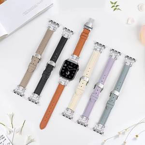 <span class=keywords><strong>Bracelet</strong></span> de montre en <span class=keywords><strong>cuir</strong></span> véritable fin de haute qualité pour Apple Watch Ultra2, <span class=keywords><strong>bracelet</strong></span> de montre pour femme en acier inoxydable avec diamants - Product Image 4