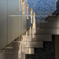 Lustres en cristal longs et modernes de luxe haut de gamme pour les halls d'hôtel, les escaliers, les salons, installation de projets, lustre LED