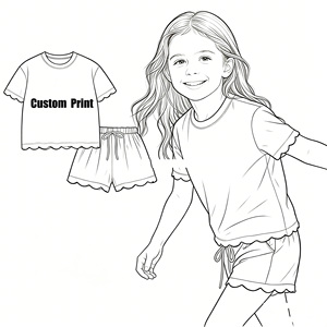 Wholesale Kids Clothes Flower Trim Soft Preppy Style <strong>Children</strong> Girl's Summer Clothing Set ODM OEM Fashion <strong>Child</strong> Casual Outfits - Product Image 2