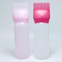 Bouteille en plastique vide de 6 oz pour huile capillaire, applicateur peigne de coloration pour salon, avec écran de mesure, sérigraphie, vente en gros