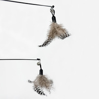 Varita de plumas con mango de madera, recambio de plumas con campana desmontable, juguete interactivo para gatos adultos y gatitos, para el juego diario