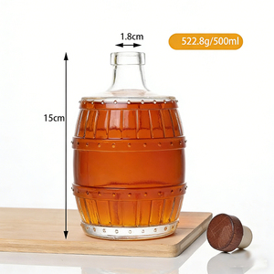 Nouvelle conception, <span class=keywords><strong>bouteille</strong></span> en verre <span class=keywords><strong>vide</strong></span> de 500 ml en forme de baril, ronde, <span class=keywords><strong>pour</strong></span> liqueur, <span class=keywords><strong>vin</strong></span>, gin, whisky, vodka, tequila, avec <span class=keywords><strong>bouchon</strong></span> en liège - Product Image 5