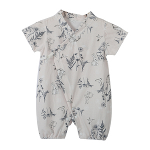 Combinaisons écologiques personnalisées 100% coton pur à <span class=keywords><strong>manches</strong></span> <span class=keywords><strong>courtes</strong></span> avec boutons latéraux <span class=keywords><strong>croisés</strong></span> pour bébés garçons et filles pour dormir - Product Image 3