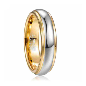 <span class=keywords><strong>Anillo</strong></span> de carburo de tungsteno biselado de alta calidad chapado en oro de 18 quilates de 6MM para boda de hombre - Product Image 1
