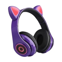 Cosplay kedi kulaklık oyun kulaklığı mikrofonlar ile sevimli LED kedi kulak bt kulaklık kablosuz kulaklıklar katlanabilir