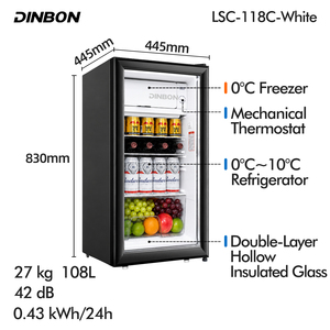 Mini-réfrigérateur 118 L Nouvelle Arrivée, Vitrine Réfrigérée 1 Porte pour Boissons et Vins, Armoire de Bar avec Congélateur Intégré - Product Image 1
