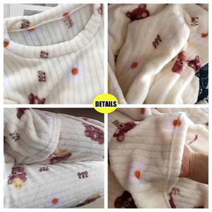 طباعة الكرتون الإناث لطيف منامة طويلة الأكمام البلوز أعلى + الساق واسعة السراويل دعوى الخريف الشتاء النساء الصوف سميكة ملابس النوم الدافئة - Product Image 4