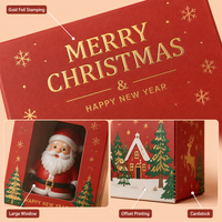 Boîte cadeau de Noël en carton avec fenêtre transparente, logo personnalisé imprimé, conteneur brillant pour bonbons et cadeaux