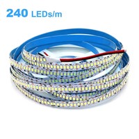 Bande LED SMD2835 de haute qualité 10 mm DC12V 24V IP20 non étanche, ruban flexible 240 LED par mètre, blanc chaud
