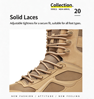 Bottes tactiques de combat personnalisées en gros pour hommes, couleur beige désert, en maille, à lacets, avec semelle extérieure en caoutchouc, chaussures décontractées pour la course lente