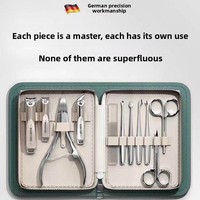 Ensemble de manucure Longhui 11 en 1, kits de pédicure en acier inoxydable, coupe-ongles en acier inoxydable, outils de soins personnels avec étui en cuir PU