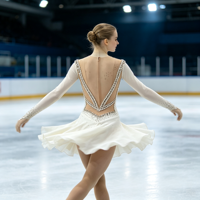 Robe de patinage sur glace blanche avec strass scintillants, manches longues, pour enfants et adultes, compétition, performance
