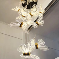 Duplex Rotatif Escalier papillon Pendentif Lumière Salon Creux Villa Simple Postmoderne Hôtel Acrylique Lustre