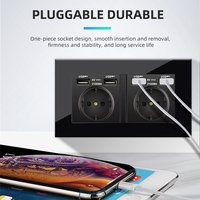 UK standard verre noir 13A vente en gros 1 gang interrupteur mural prise électrique USB C interrupteur d'éclairage britannique
