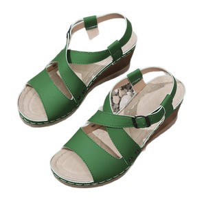 Women Summer European and American Style Wedge Sandals Hollow Thick Sole Platform Cross Strap Roman Sandals - Product Image 5