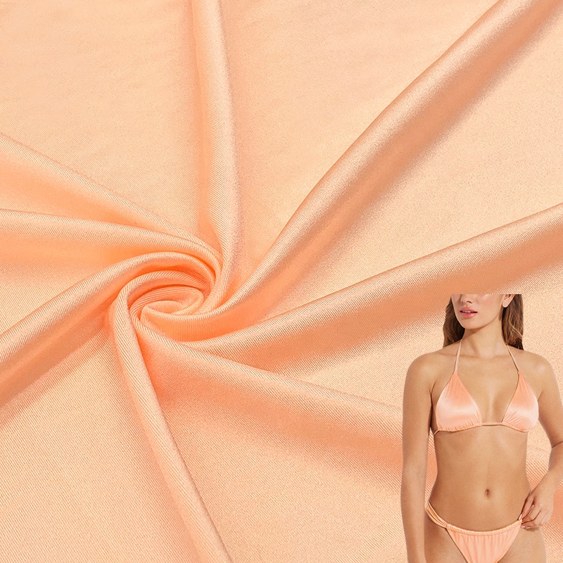 No MOQ High Stretchy Solid Color Quick Dry Knitted Shine Elastane Nylon Spandex Fabric Bikini Shiny Swimsuits Fabrics