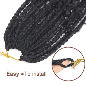 Extensiones <span class=keywords><strong>de</strong></span> Cabello Julianna Ombre Pre-Looped Boho <span class=keywords><strong>River</strong></span> <span class=keywords><strong>de</strong></span> 14 Pulgadas, Trenzas <span class=keywords><strong>de</strong></span> Ganchillo <span class=keywords><strong>de</strong></span> 65g, Trenzas Africanas con Puntas Rizadas Bohemias - Product Image 4