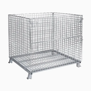 Vouwbare verzinkte stalen draadgaas handkar met corrosiebescherming en 5 inch wielen voor magazijnopslag - Product Image 3