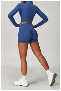 <span class=keywords><strong>Veste</strong></span> de yoga zippée ajustée pour femme avec col montant, trou pour le pouce, manches longues, haut d'entraînement pour la course à pied, la salle de sport, l'entraînement en plein air - Product Image 4