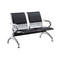 Chaise d'attente moderne en métal 3 places, banc d'aéroport argenté, mobilier de réception pour hôtel, bureau, salle de sport